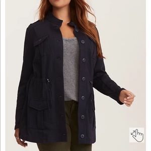 TORRID FRENCH TERRY KNIT MILITARY JACKET, NAVY, Size 4X, NWT